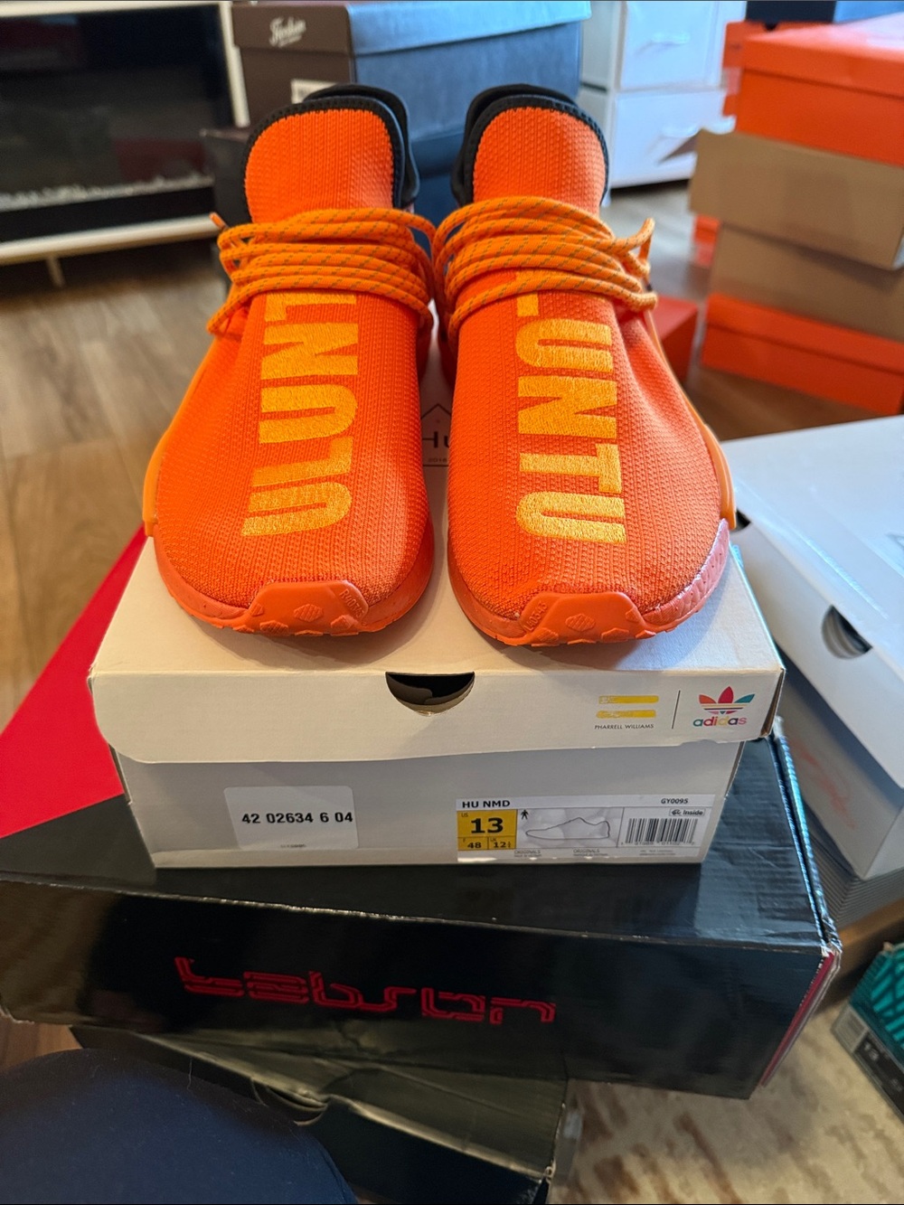 adidas Mens Orange HU NMD Sneakers